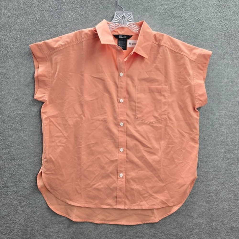 5.11 Tactical Women Top Medium Orange Sleeveless Button Up‎ Collared
